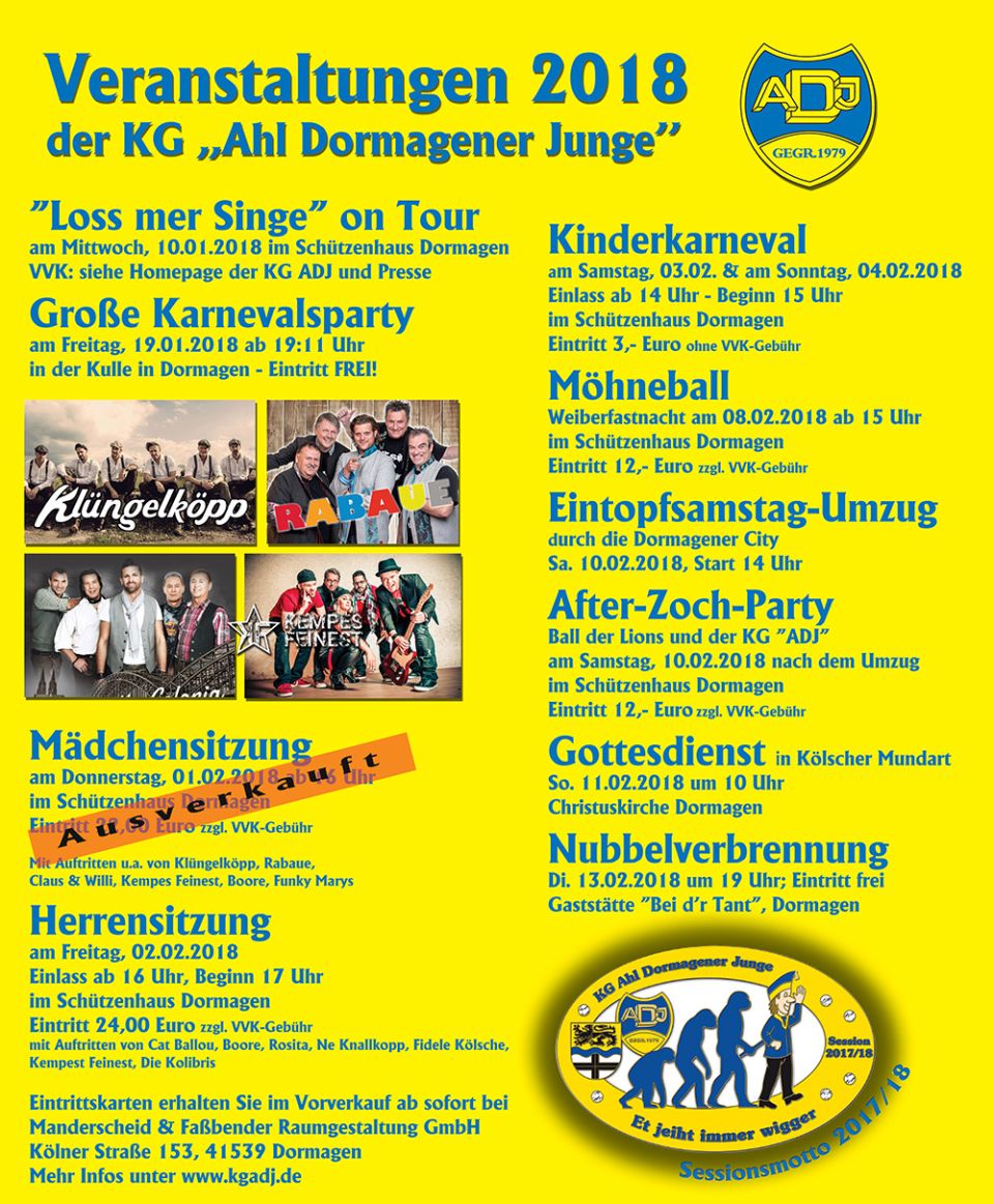 Veranstaltungen Session 2017/2018